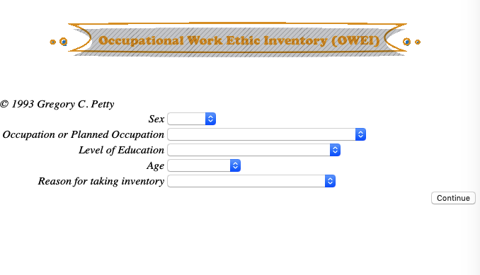 Occupational Work Ethic Inventory (OWEI)